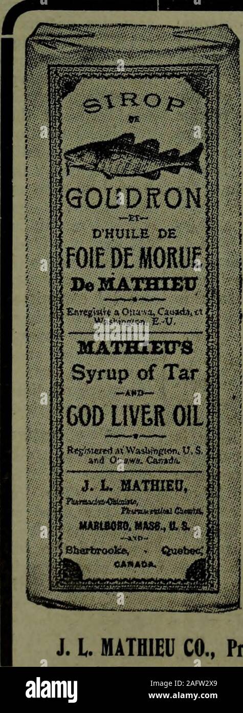 . Almacenero canadiense de enero a junio de 1908. GOLDENETTE TABLESYRUP 1 hay un gran comercio para hacerse la tabla jarabe, si usted tiene el tipo correcto.Goldenette es una de las favoritas en todas partes.repetir las ventas vienen rápido y fast-andthere es un beneficio justo en cada venta. Letus hablar con usted acerca de ella. Pagamos freighton 5 caso lotes hasta 40c. por cwt. No es para menos. Jarabe IMPERIAL CO. MONTREAL ¿Por qué debería vender MathieusSyrup VOL de alquitrán y de hígado de bacalao OilReason Nº 4 NO HAY MALAS acciones no hay mal stock withMathieus jarabe. No hay pérdida.Es un rápido y constantseller. Sin embargo grandes de jarabe Mathieus yourholding-nunca es demasiado la Foto de stock