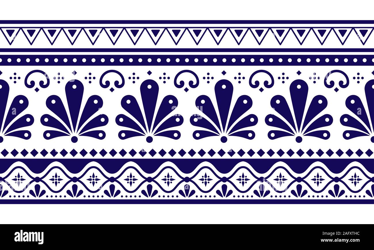 Talavera Poblana vector patrón horizontal larga perfecta inspirado por la  decoración tradicional mexicana y en la cerámica Imagen Vector de stock -  Alamy