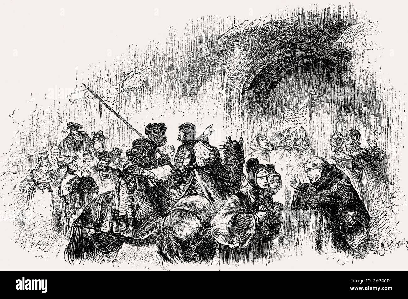 Martín Lutero clavando sus 95 tesis en la puerta de la iglesia del