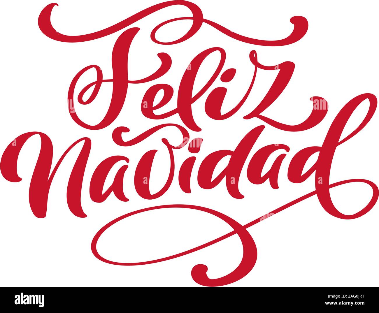 Feliz Navidad Vector hand lettering decoración para el texto de la  plantilla de diseño de tarjetas de felicitación. Feliz Navidad typography  etiqueta en español. Caligráficos Imagen Vector de stock - Alamy