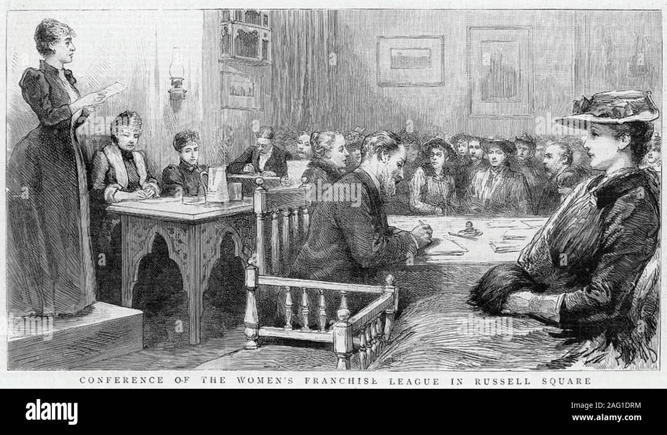 Reunión de la LIGA DE FRANQUICIA DE MUJERES alrededor de 1890 Foto de stock