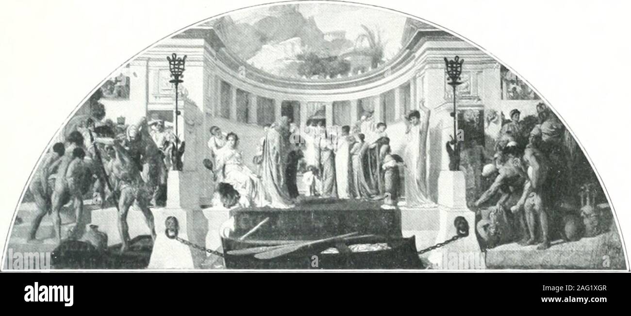 . La peinture anglaise de ses origines a nos jours. es des époques et romaines luéroviniricnnes. Après de lré-(pients ovai;es en Italie il se fixa en Angleterre ue iiSI) aiialli(|n( liaiis|)(IRL(M I ohsciNalion ilans dupassr (lue hijo iril (Rai(li(iilc)-iir cl dailislr vcnilc axcf la clair-0aiicc la |iliis luiimllcusc cl la |tliis |ialiciilc. )V ces-iicsobscrali loii(iiis. cl (U ces cllnils consciciicicuv <•! Recueillis dans le )u^iiiinliicnx cl le plus (?liloiiissanl des alelieis d ailisle. iiaissciil. ci.cl lllialcs niiiKdes llciiis doi-ics. ces jolies loilcs dune is spnilncllcinv Foto de stock