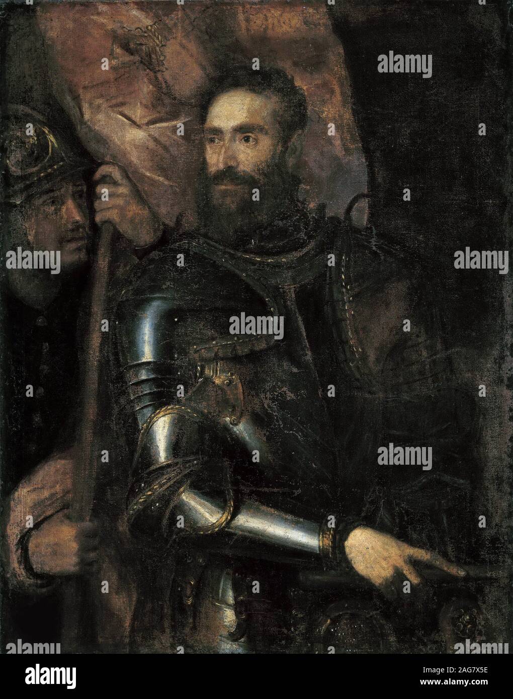 Retrato de Pier Luigi Farnese (1503-1547) , c. 1546. Encontrado en la colección del Museo di Capodimonte, Nápoles. Foto de stock