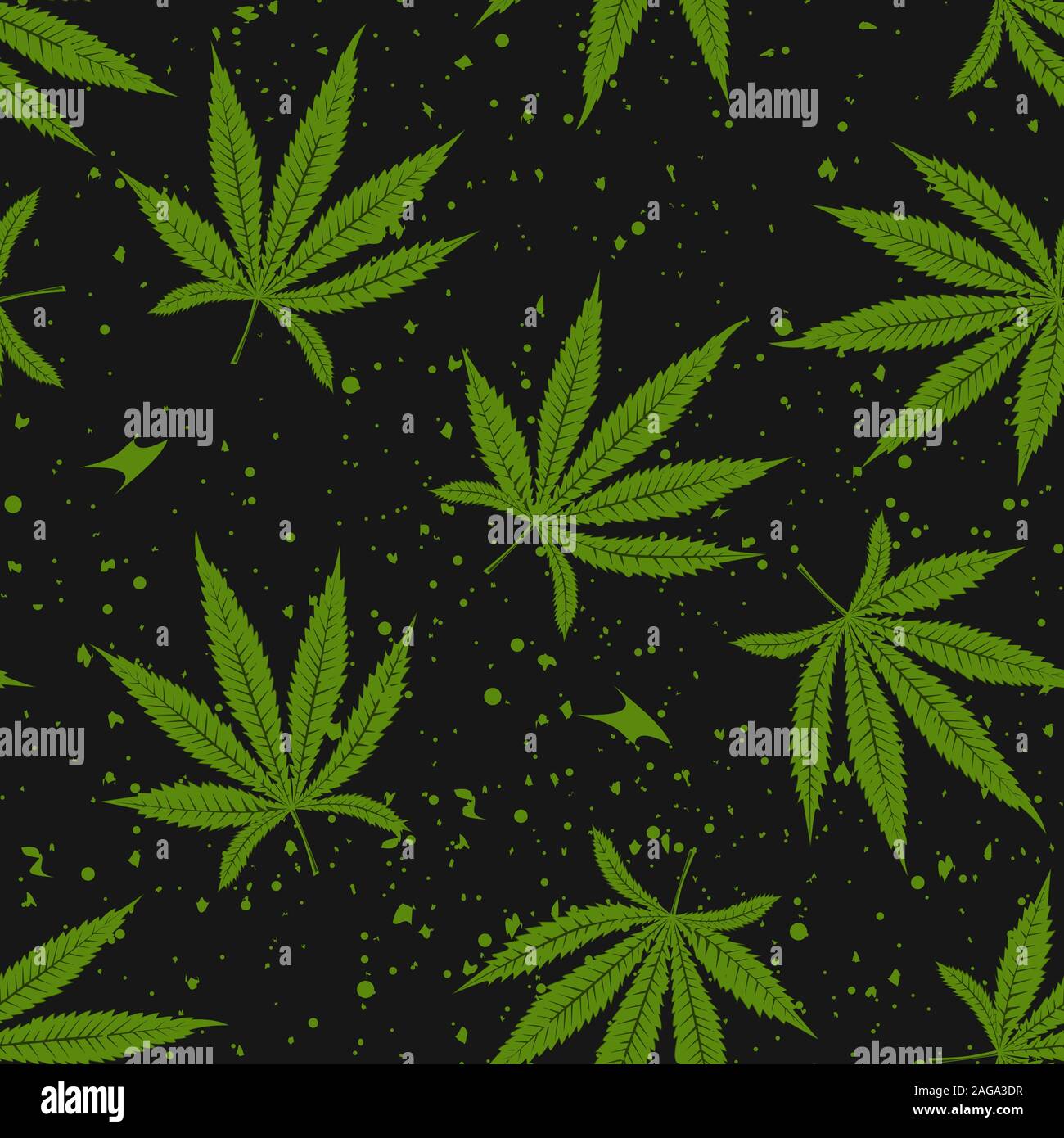 La marihuana Green Leaf patrón sin fisuras. El cáñamo Cannabis marijuana v ector ilustración de fondo. Ilustración del Vector