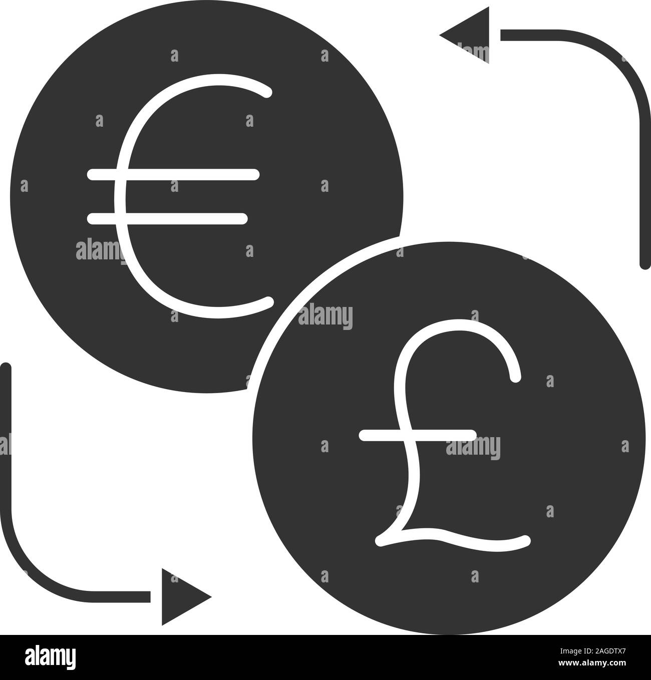 El Euro y la libra esterlina cambio de icono de glifos. Símbolo de silueta.  El espacio negativo. Restitución. Vector ilustración aislada Imagen Vector  de stock - Alamy