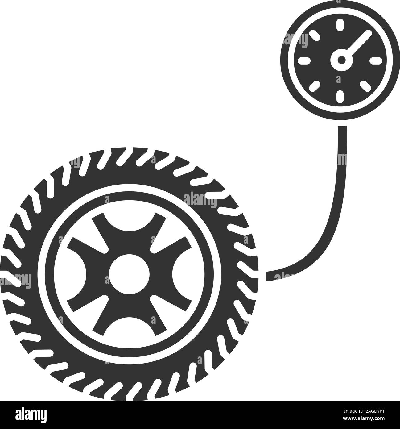 Manómetro para neumáticos glifo icono. Símbolo de silueta. El espacio  negativo. Vector ilustración aislada Imagen Vector de stock - Alamy