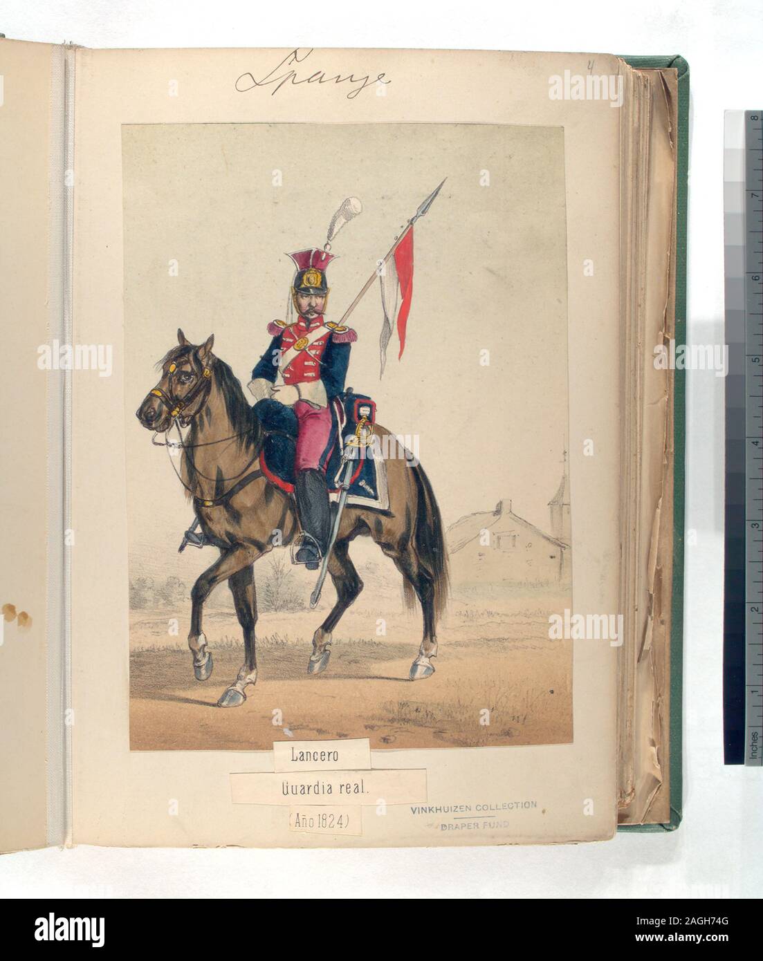 Fondo de la trilladora; Lancero. Guardia real. 1824 Foto de stock