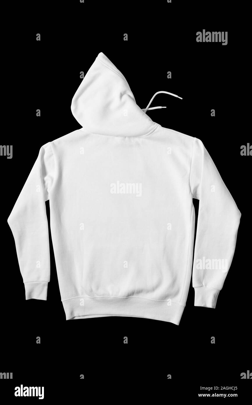 Hoodie sweatshirt blanco vista posterior sobre fondo negro Fotografía de  stock - Alamy