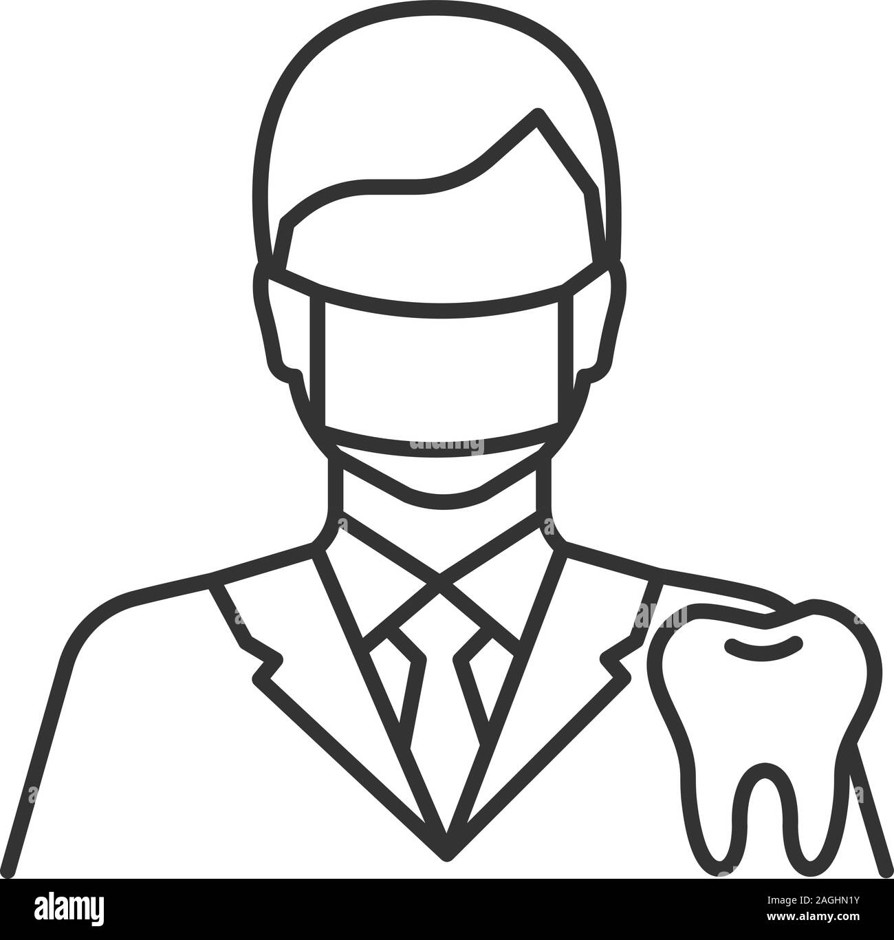 Dentista icono lineal. Especialista en odontología. Ilustración de