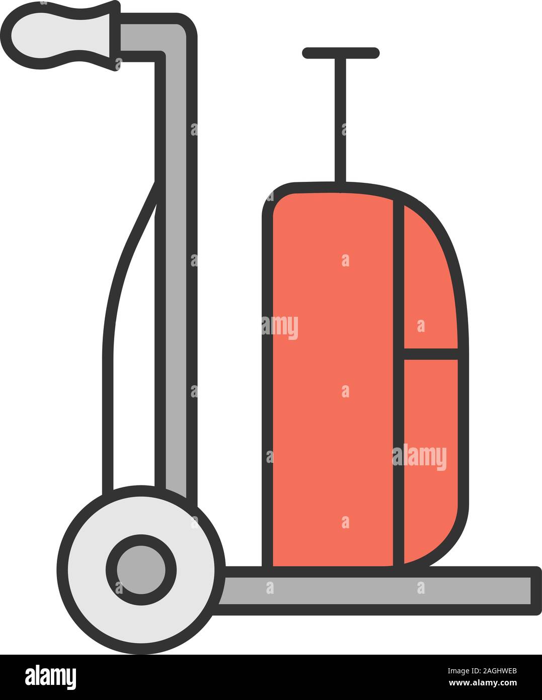 Icono de color carrito de equipaje. Carretilla con equipaje de mano. Dolly  carro. Ilustración vectorial aislado Imagen Vector de stock - Alamy