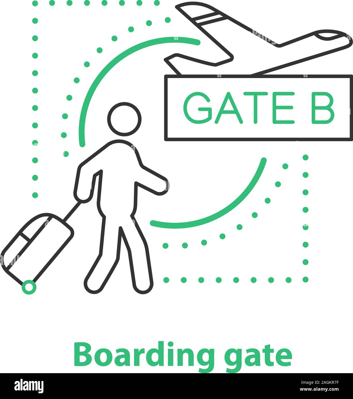 Boarding gate concepto icono. Salida de línea delgada idea ilustración