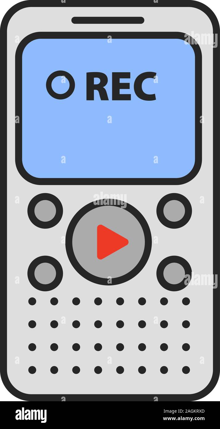 Icono de vector de dictáfono de grabadora de voz en círculo aislado sobre  fondo blanco