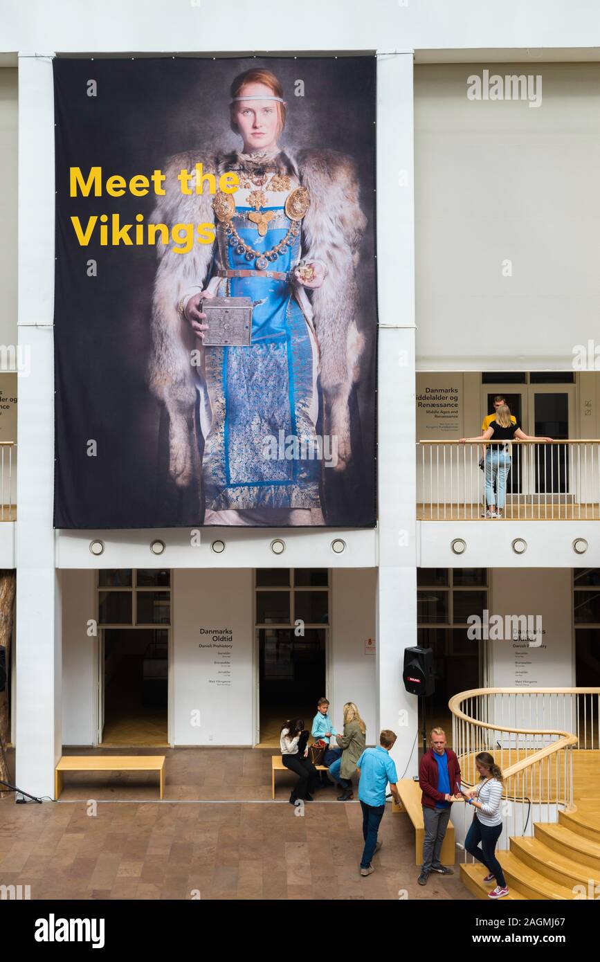 Museo Nacional de Copenhague, vista de una sección del atrio y la sala principal de la Nationalmuseet (Museo Nacional) de Dinamarca, el centro de Copenhague. Foto de stock