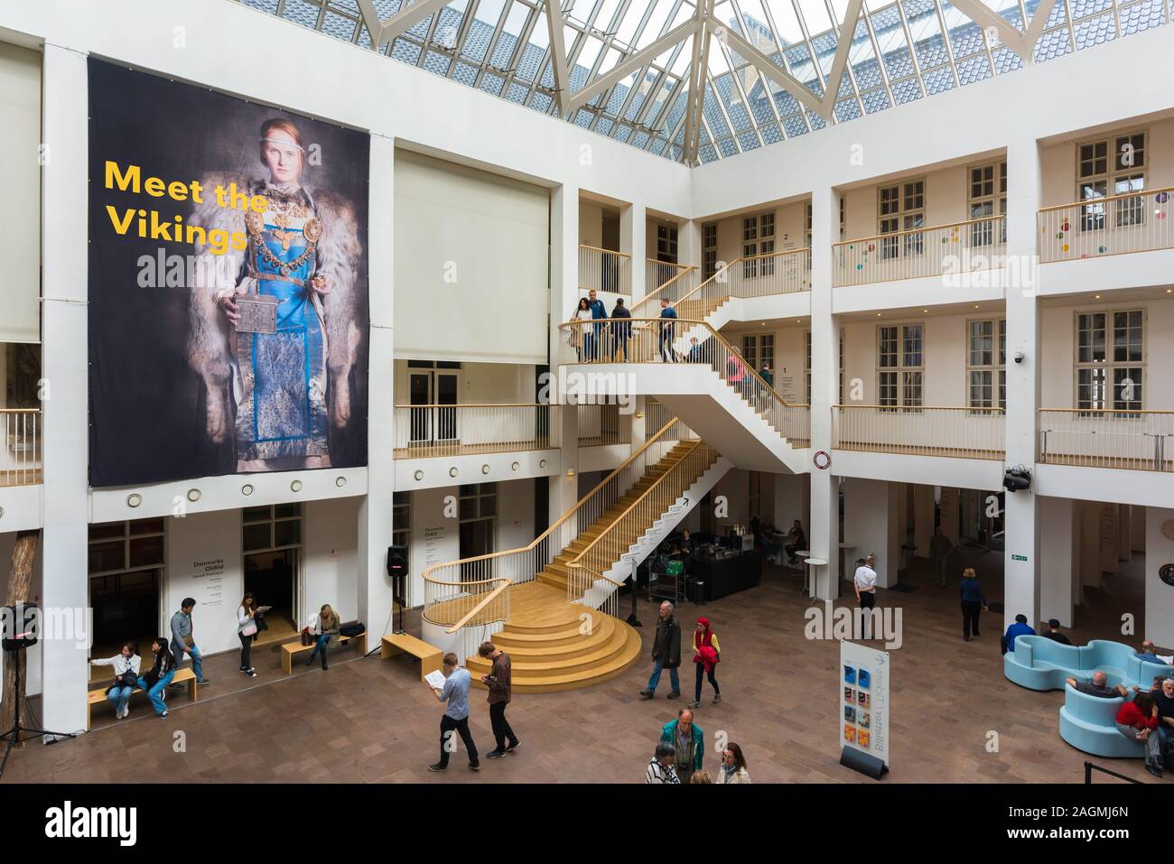 Museo Nacional de Copenhague, vistas al atrio y el hall principal de la Nationalmuseet (Museo Nacional) de Dinamarca, el centro de Copenhague. Foto de stock