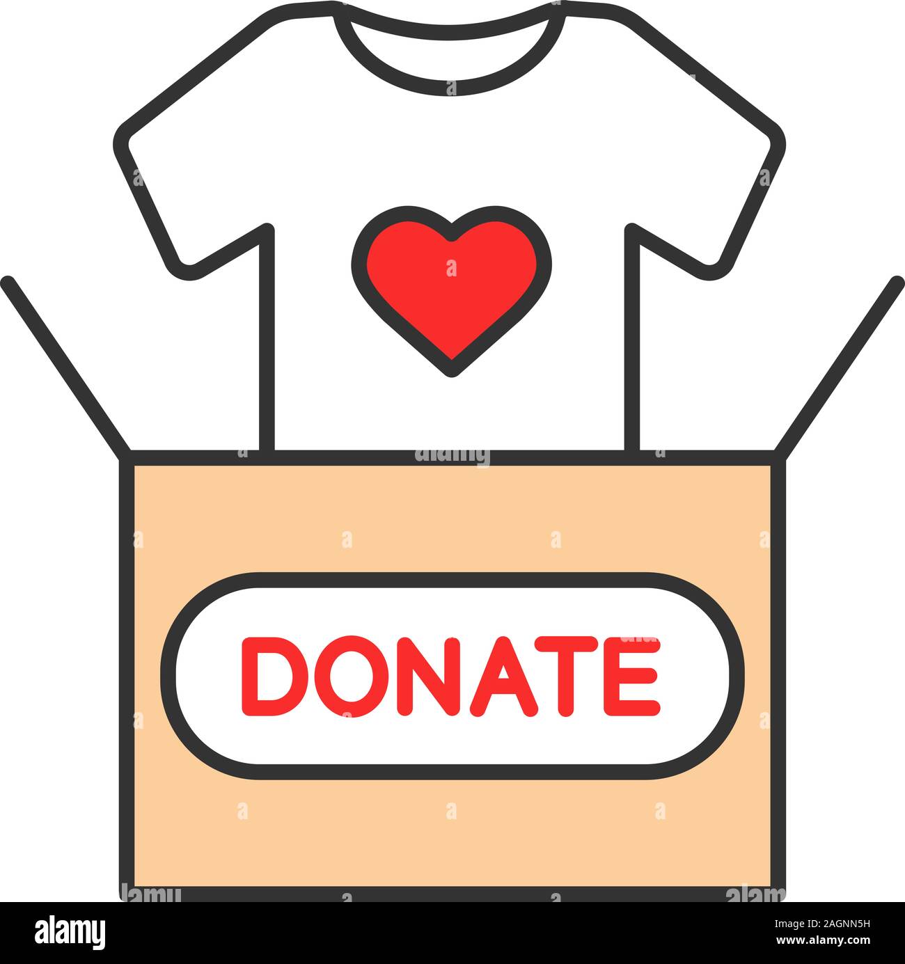 Donar ropa icono en color. Caja de donación con t-shirt. Ropa usada. La  caridad. Ilustración vectorial aislado Imagen Vector de stock - Alamy