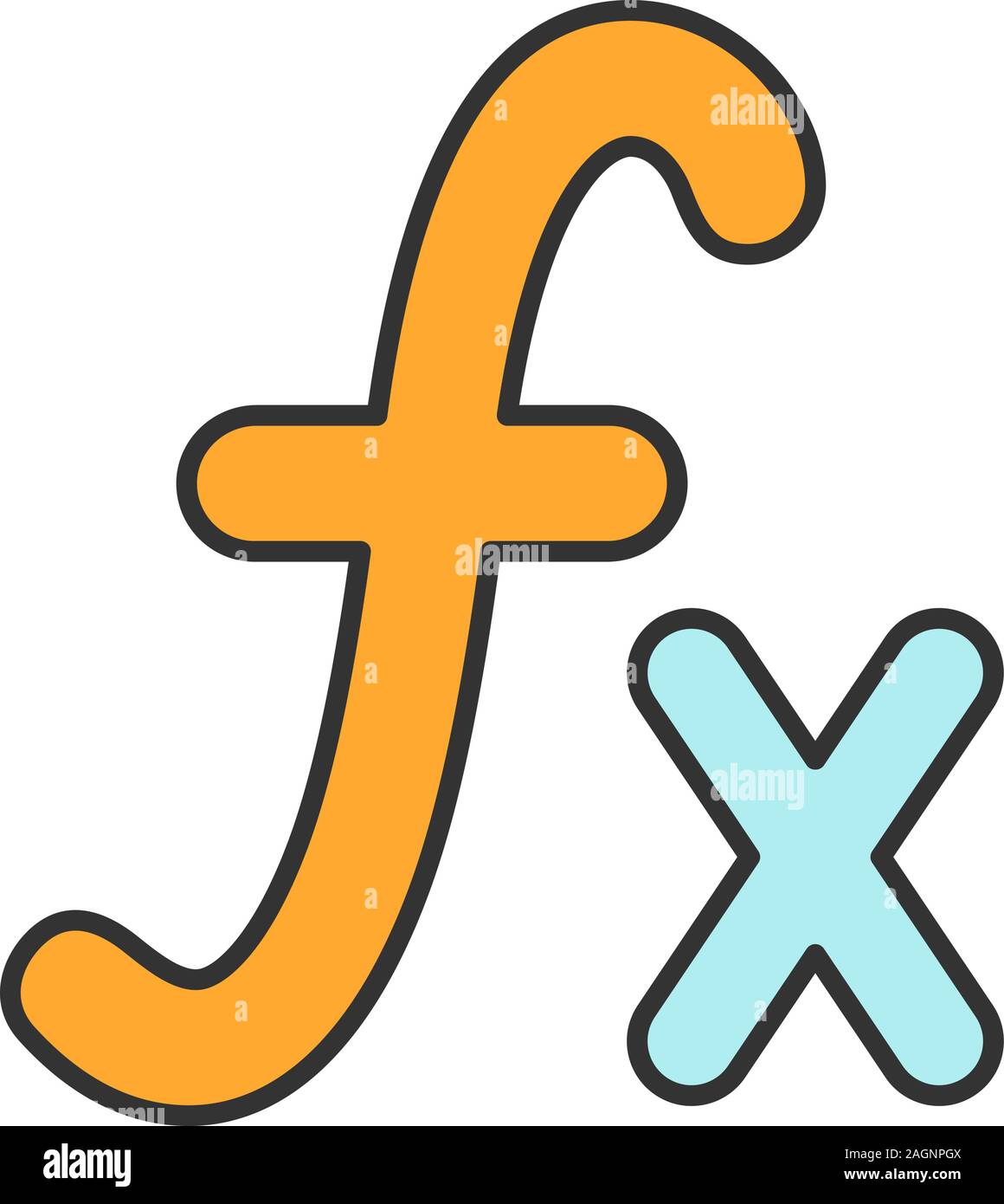 El icono color de función matemática. Ilustración vectorial aislado Imagen  Vector de stock - Alamy