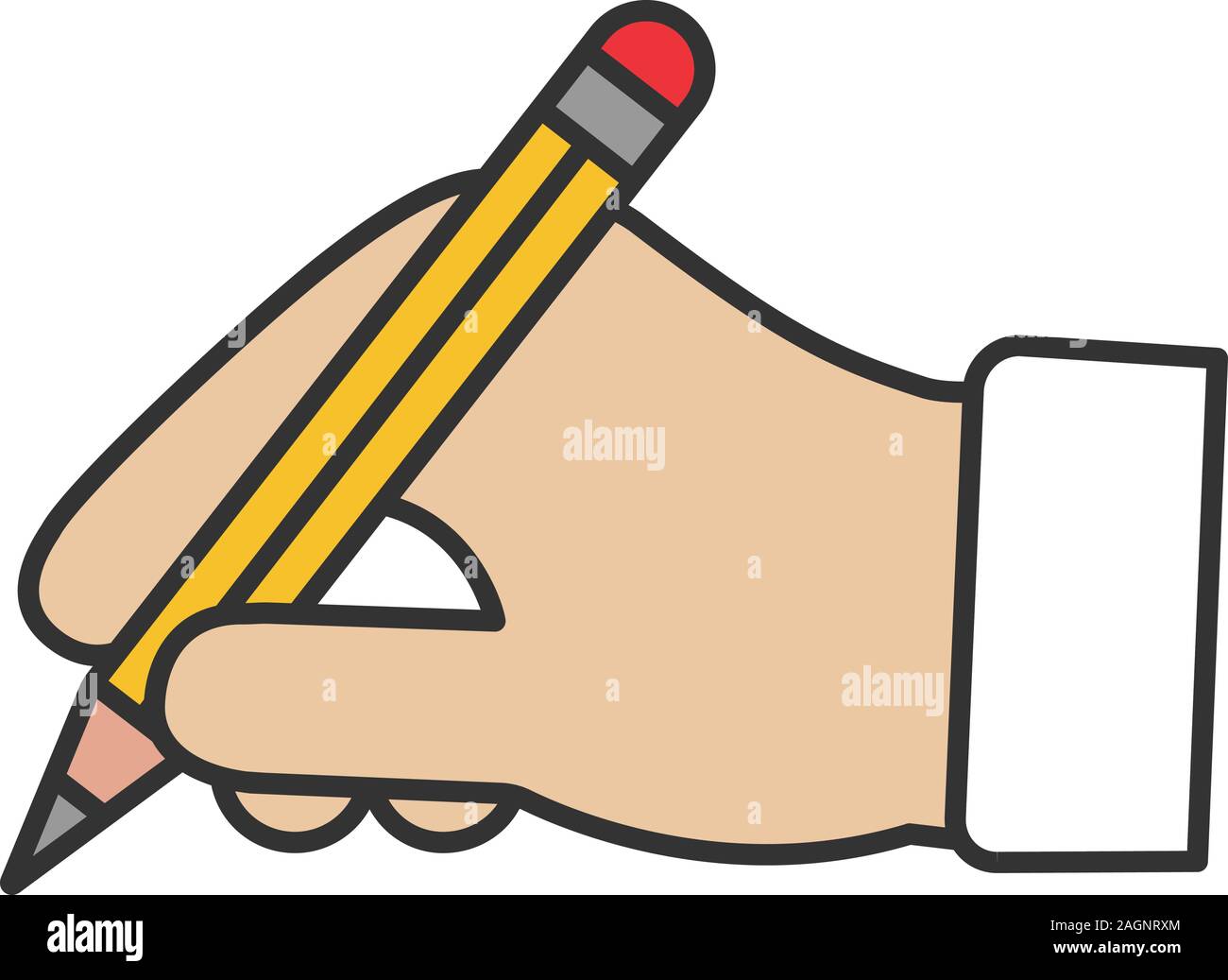Mano sujetando el icono color de lápiz. Escritura a mano. Dibujo. Tomar  notas. Ilustración vectorial aislado Imagen Vector de stock - Alamy