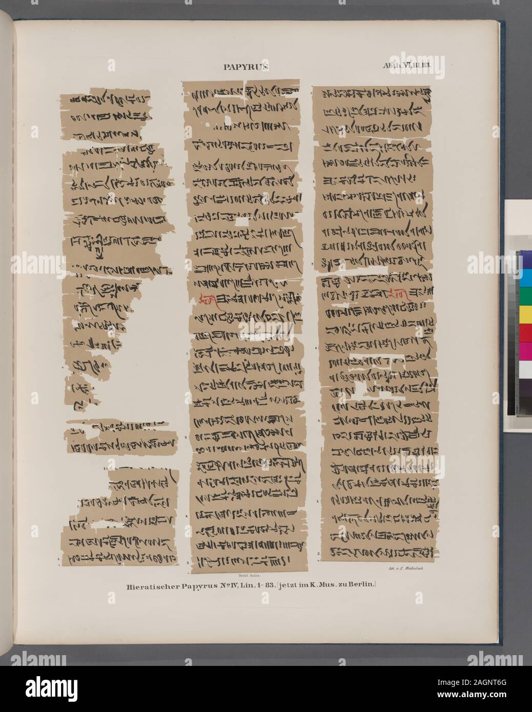 El papiro. Hieratischer papiro. Nº IV, Lin. 183. [Jetzt im K. Museo zu