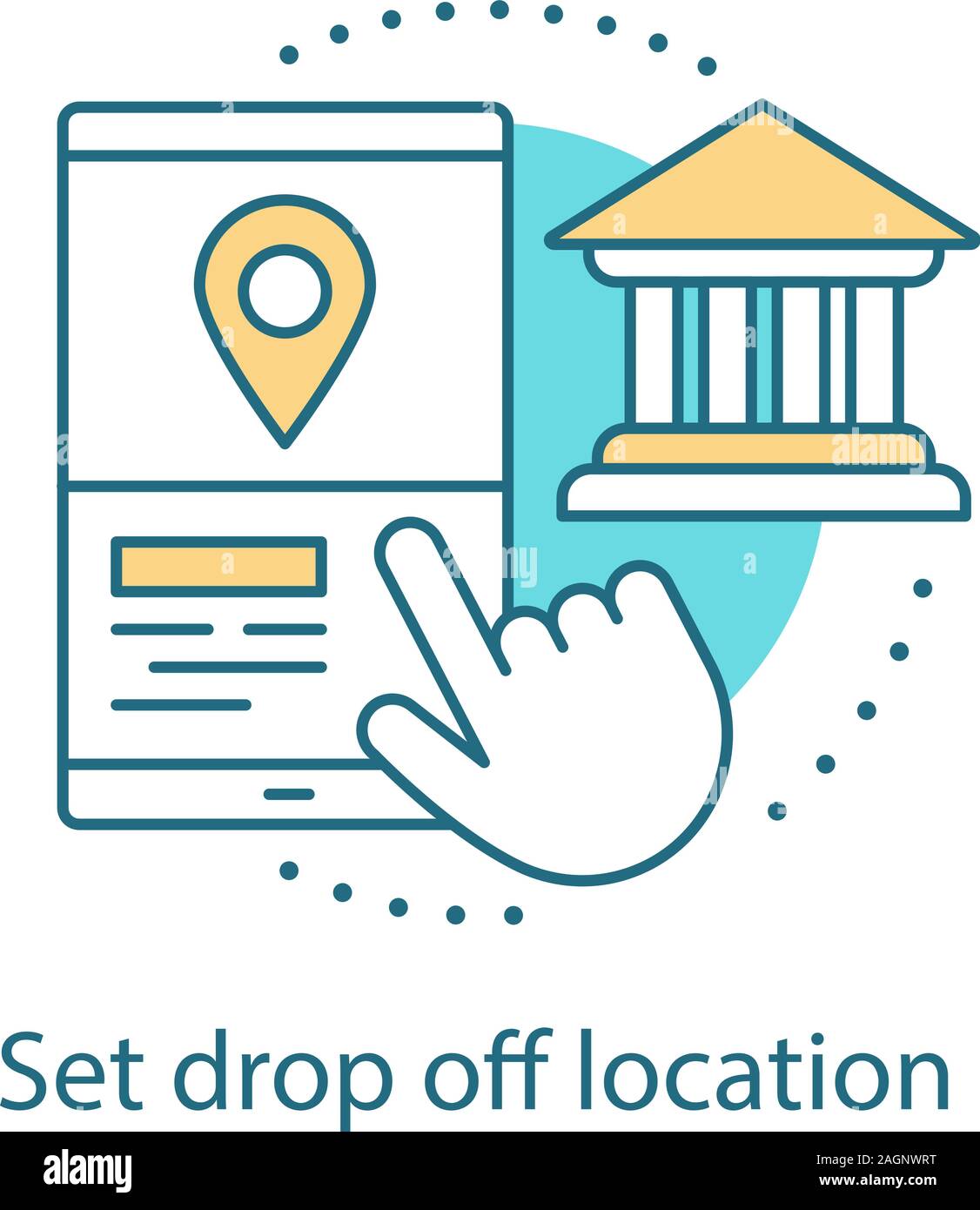 Ajuste drop off ubicación concepto icono. Elegir finalizar punto de