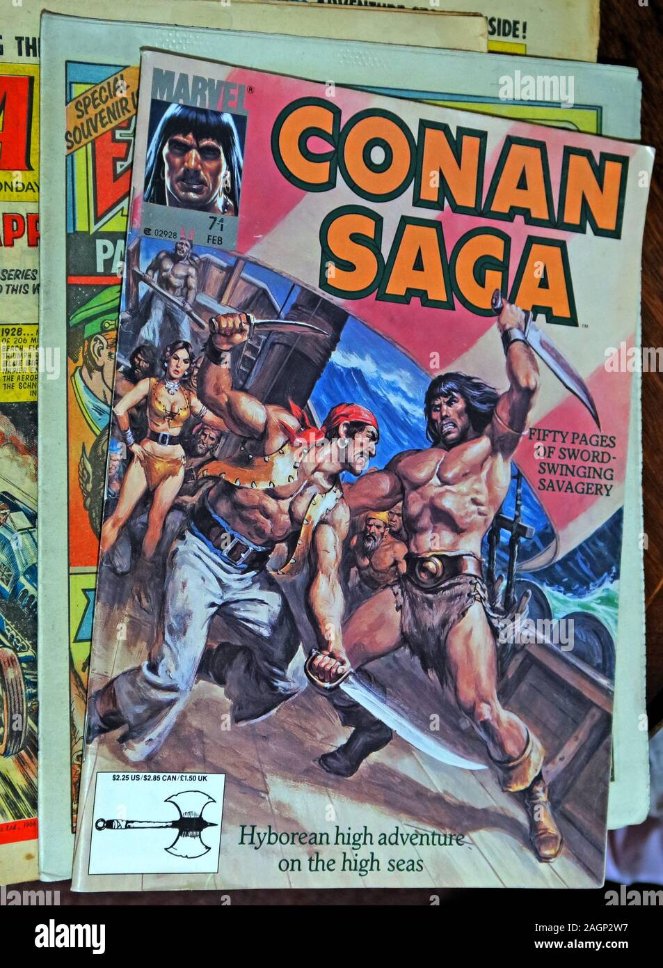 Marvel's Conan Saga Comic, Hyborean High Adventure en alta mar, cincuenta páginas de salvajismo oscilante de espada Foto de stock