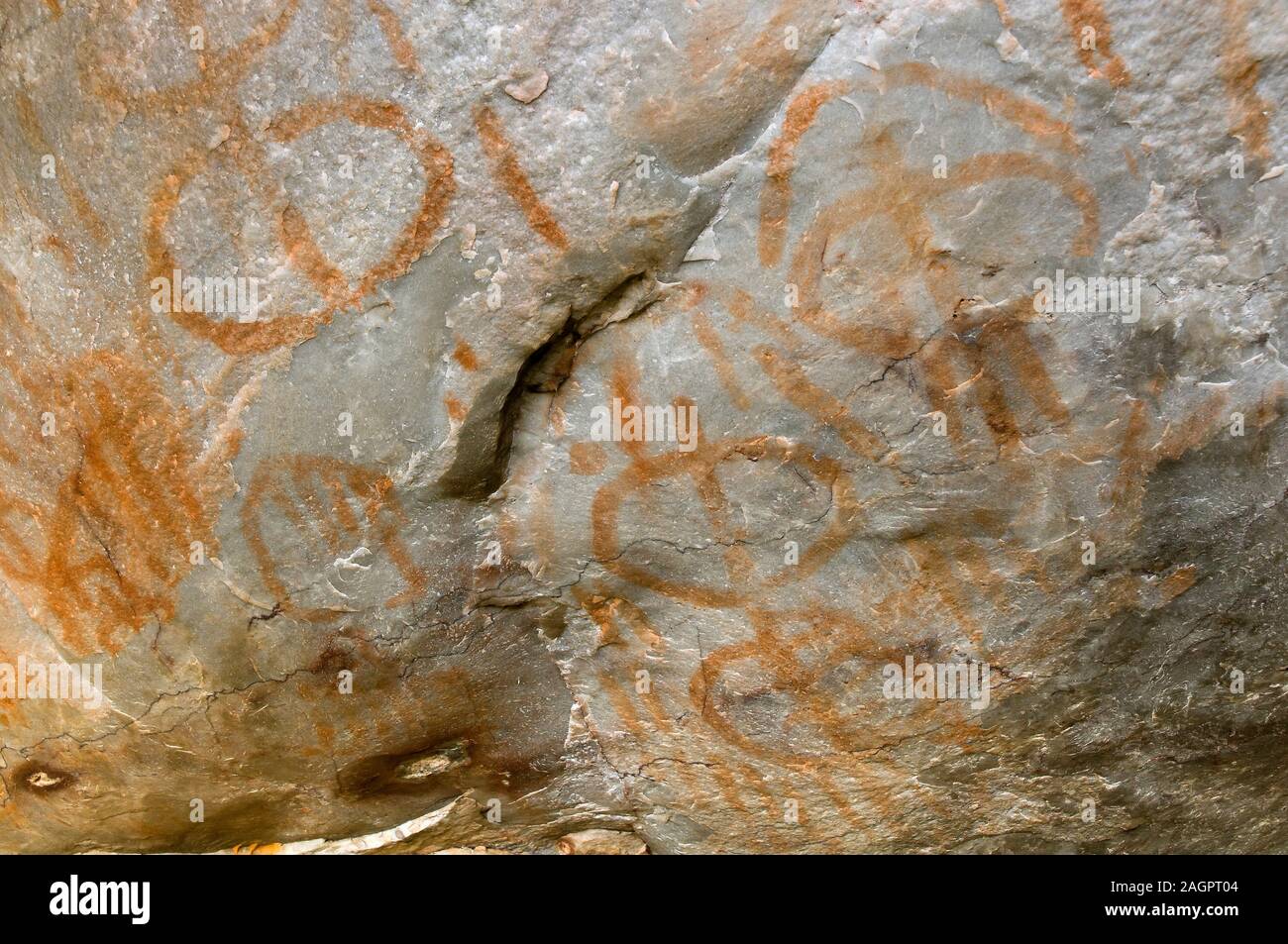Esquema pinturas rupestres, periodo calcolítico, Arroyo de San Servan, Badajoz, Extremadura, España, Europa. Foto de stock