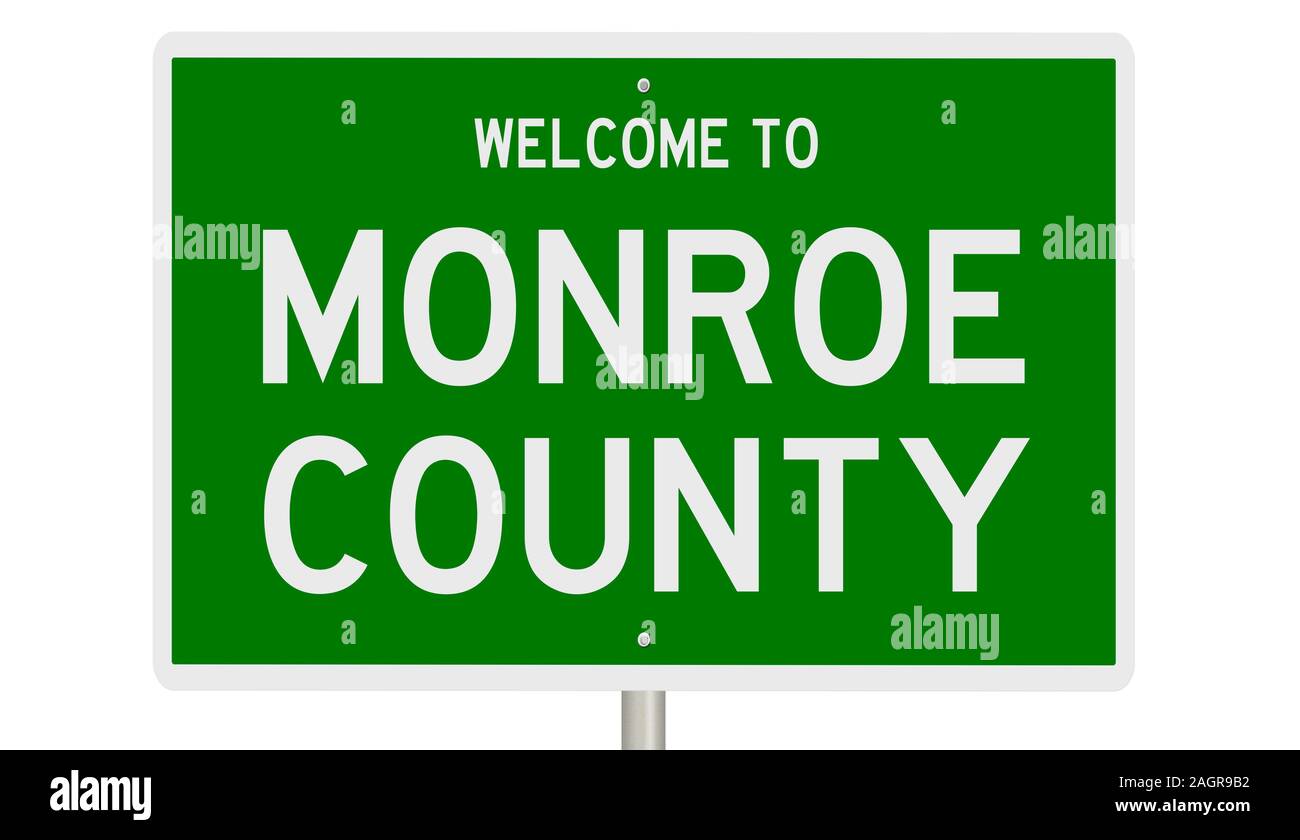 Representación de un verde Highway 3d firmar por el Condado de Monroe Foto de stock