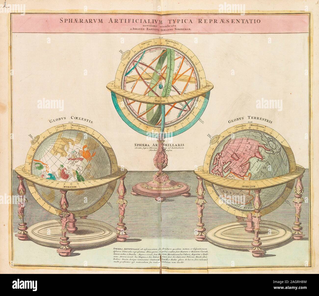 El Globe (desde el Gran Atlas de todo el mundo). Museo: Colección privada. Autor: Johann Baptist Homann. Foto de stock