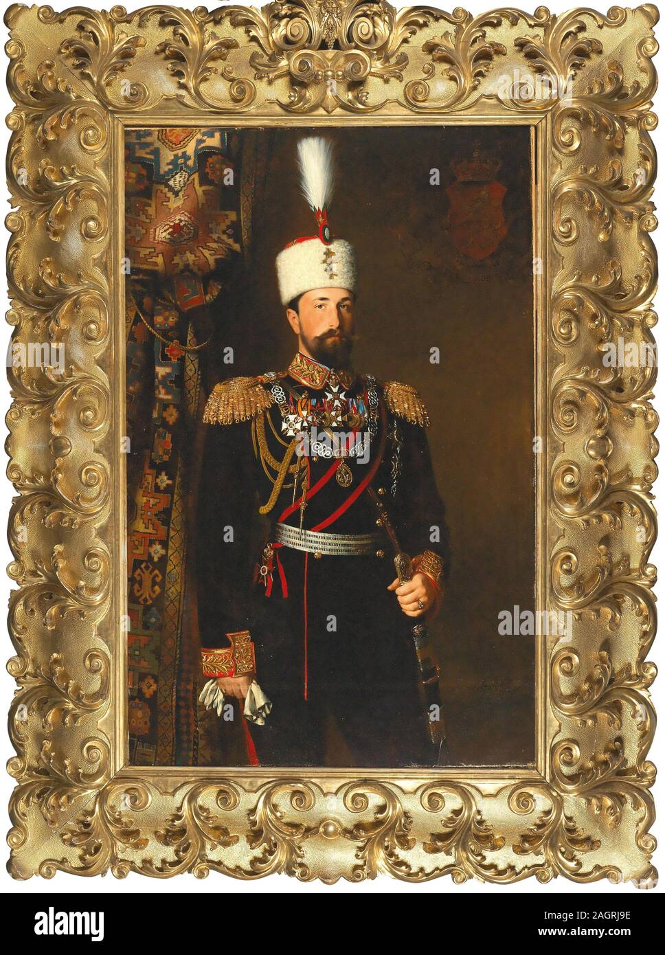 Retrato del Príncipe Alejandro I de Bulgaria (1857-1893). Museo: Colección privada. Autor: Konrad Wilhelm Dielitz. Foto de stock