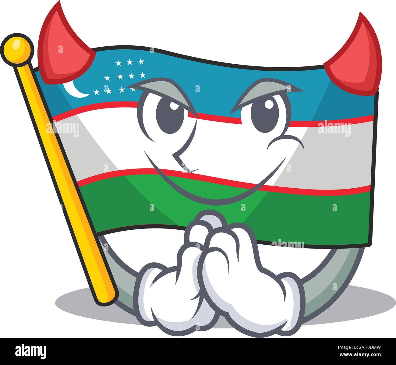 Diablo Personaje De Dibujos Animados De Uzbekistán Bandera Diseño