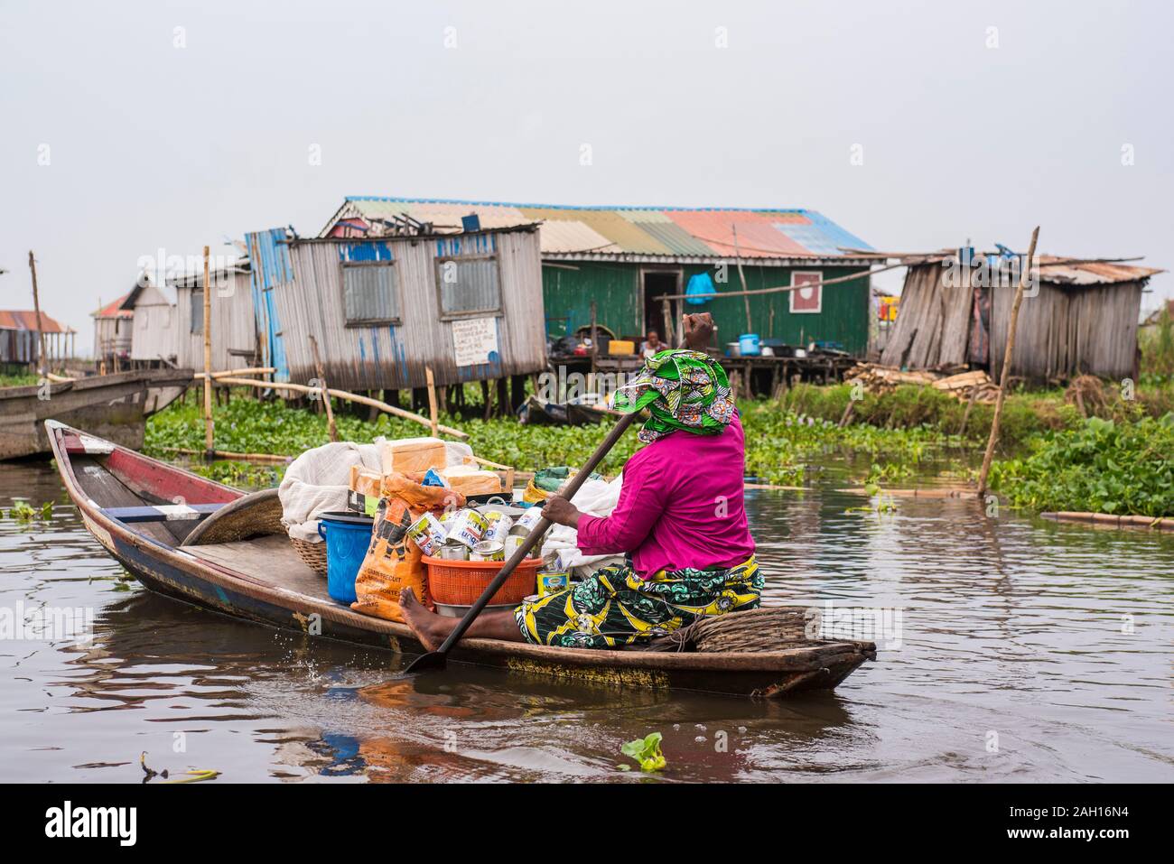 Benin, Gamvie, aldea flotante Foto de stock