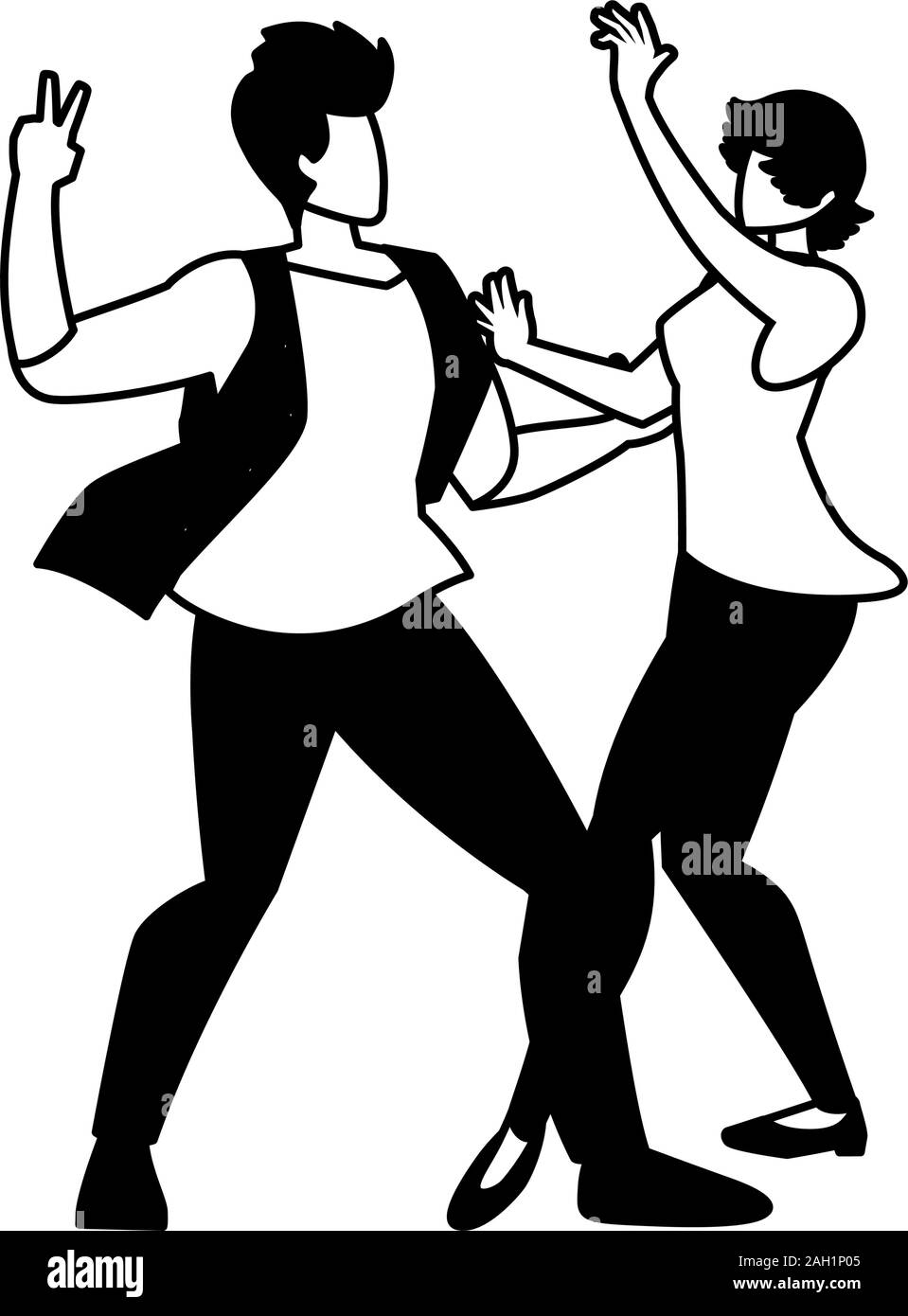 Silueta de pareja en pose de baile sobre fondo blanco, diseño de  ilustraciones vectoriales Imagen Vector de stock - Alamy