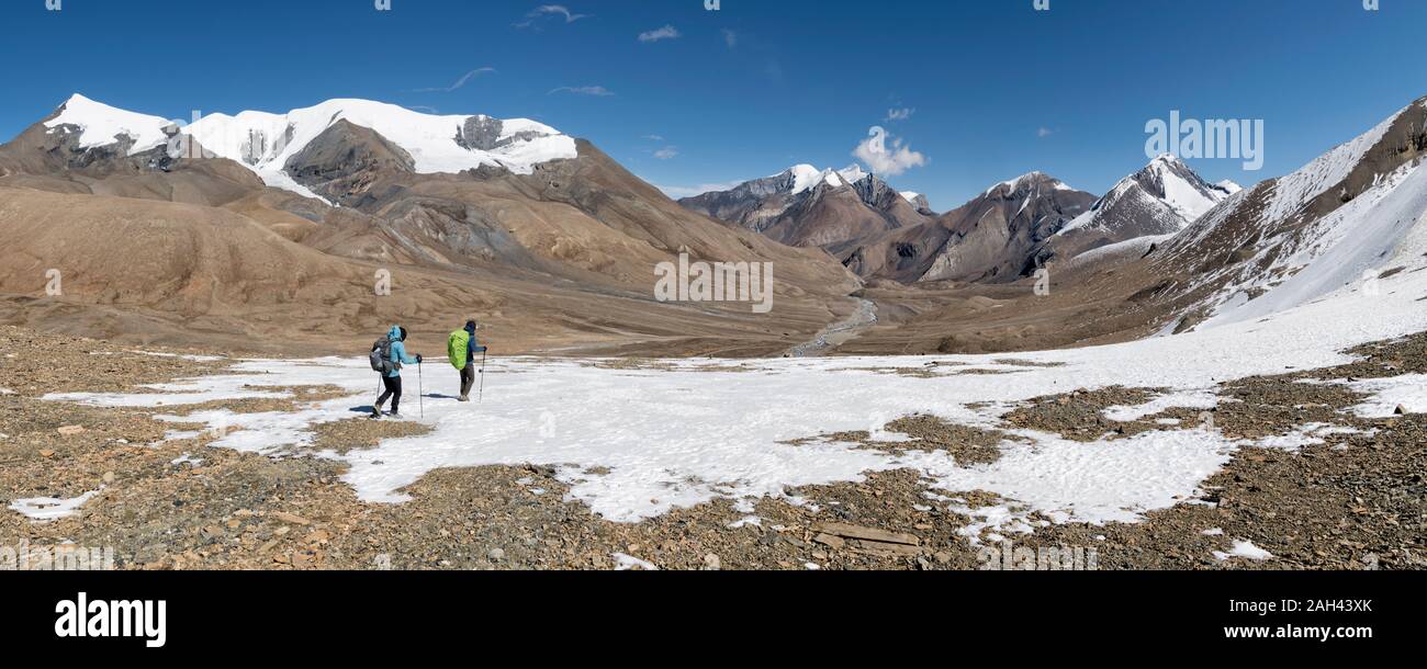 Hidden Valley, Sechi Lek, Dhampus Peak, Dhaulagiri Circuito Trek, Himalaya, Nepal Foto de stock