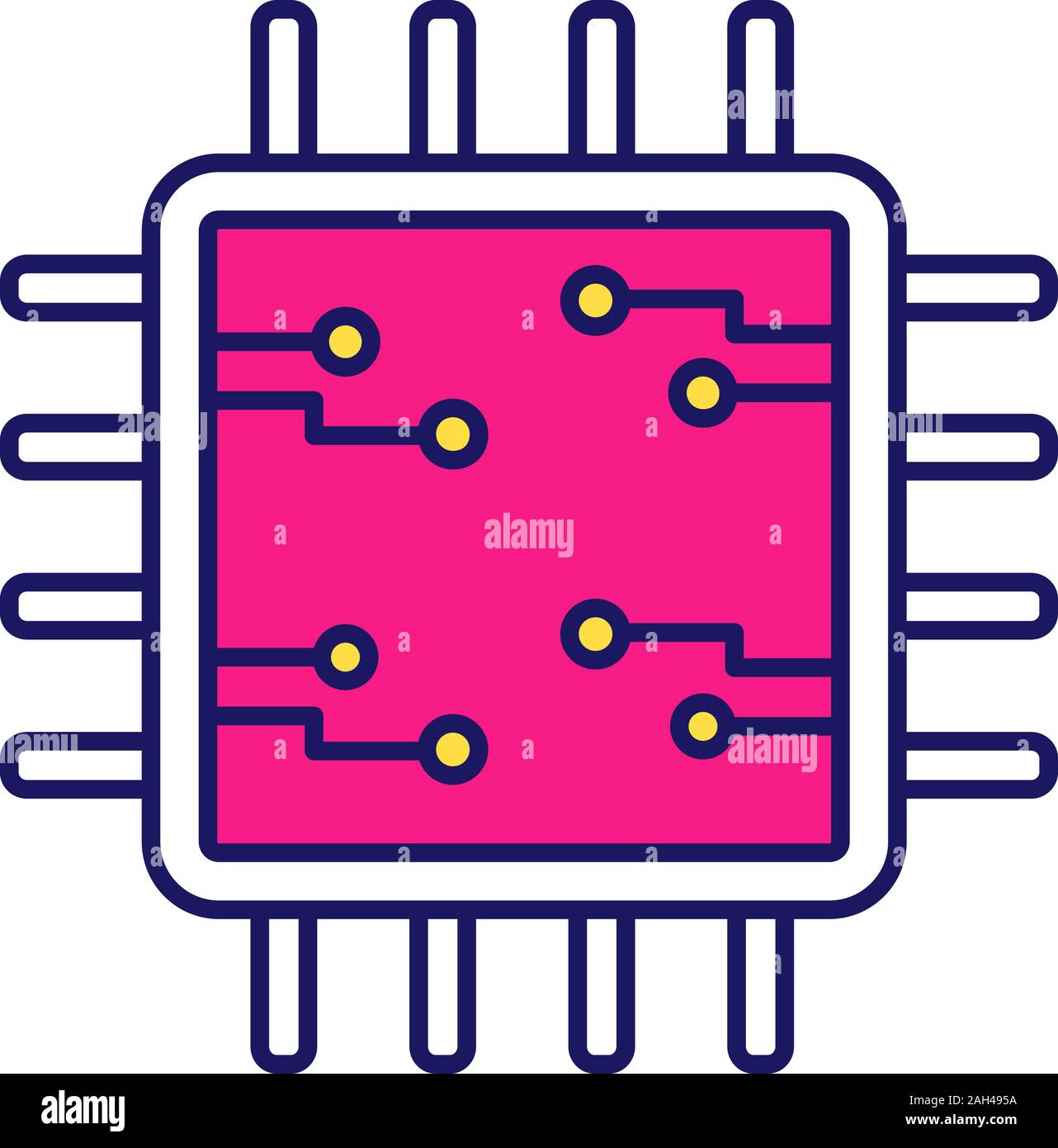 Procesador con circuitos electrónicos icono en color. Microprocesador con  microcircuitos. Chip, microchip, chipset. CPU. Unidad central de  procesamiento. C integrado Imagen Vector de stock - Alamy