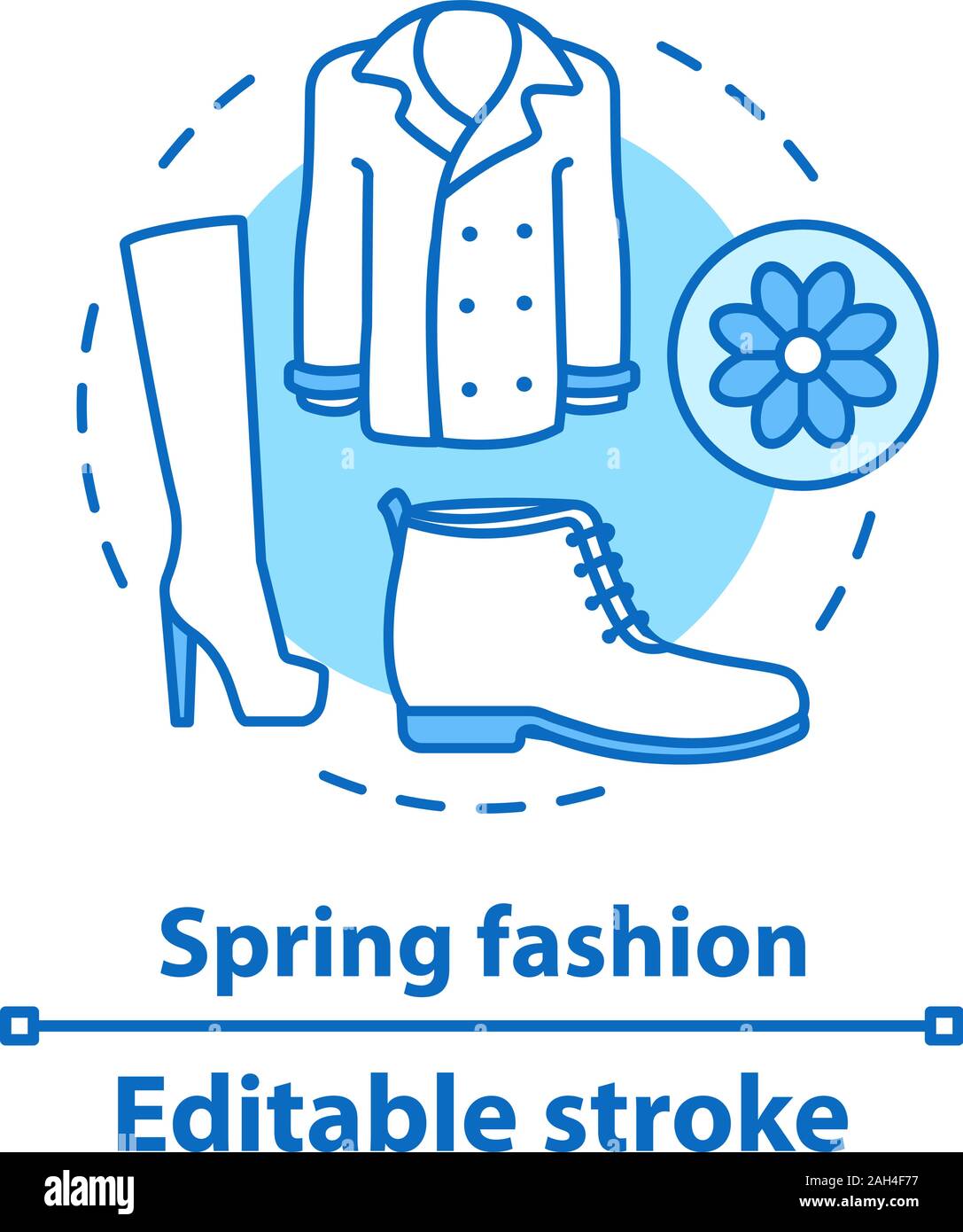 Icono del concepto de moda de primavera. Tienda de ropa. Conjunto. Ropa y  zapatos idea línea delgada ilustración. Vector esquema aislados. Trazo  editable Imagen Vector de stock - Alamy