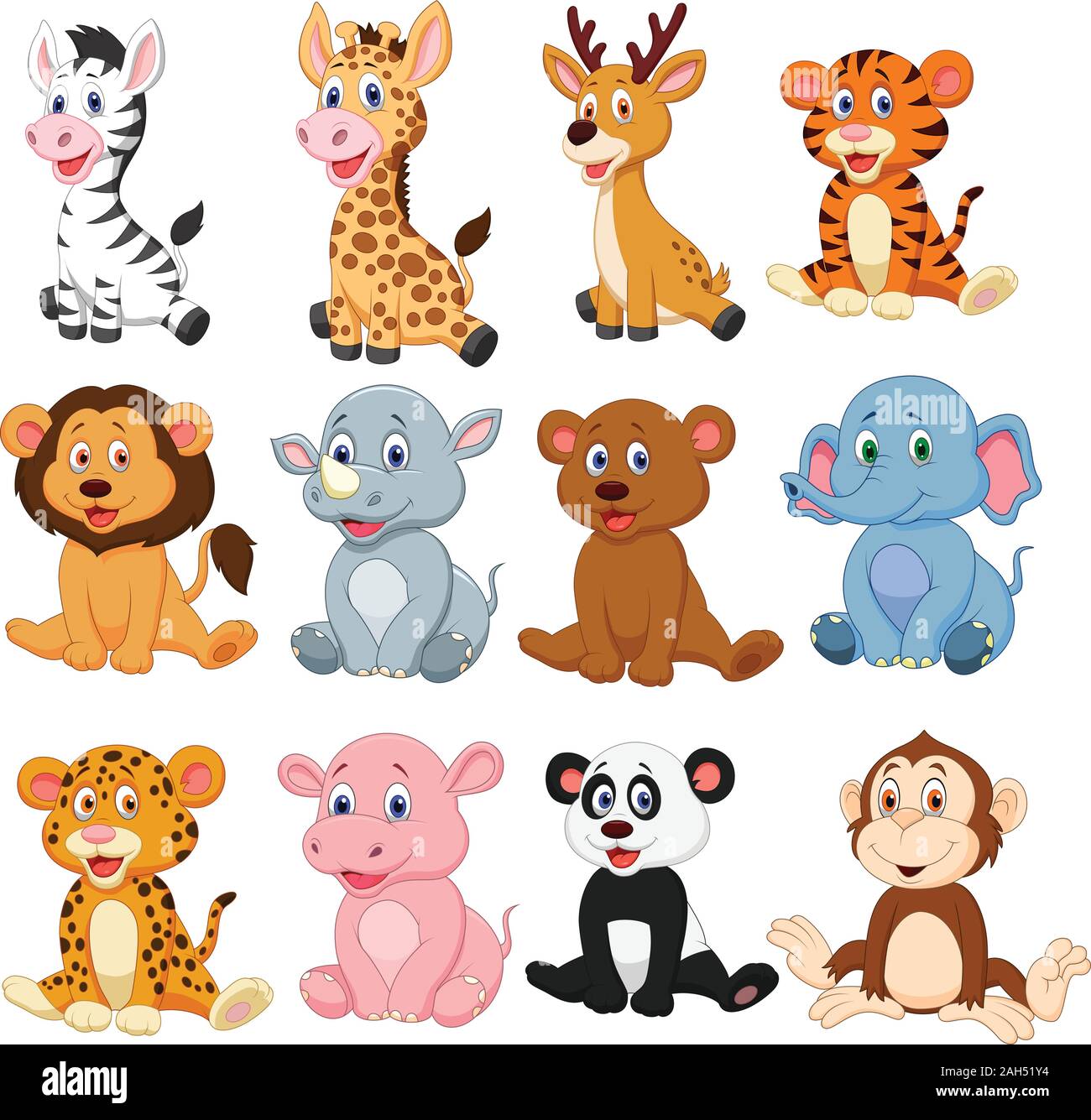 Conjunto de colección de dibujos animados de animales silvestres Imagen  Vector de stock - Alamy