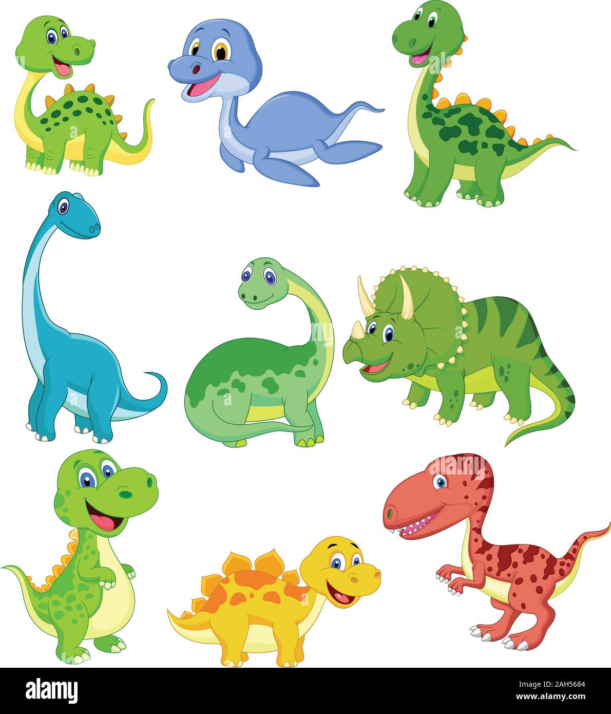 Conjunto de colección de dinosaurios de dibujos animados Imagen Vector de  stock - Alamy