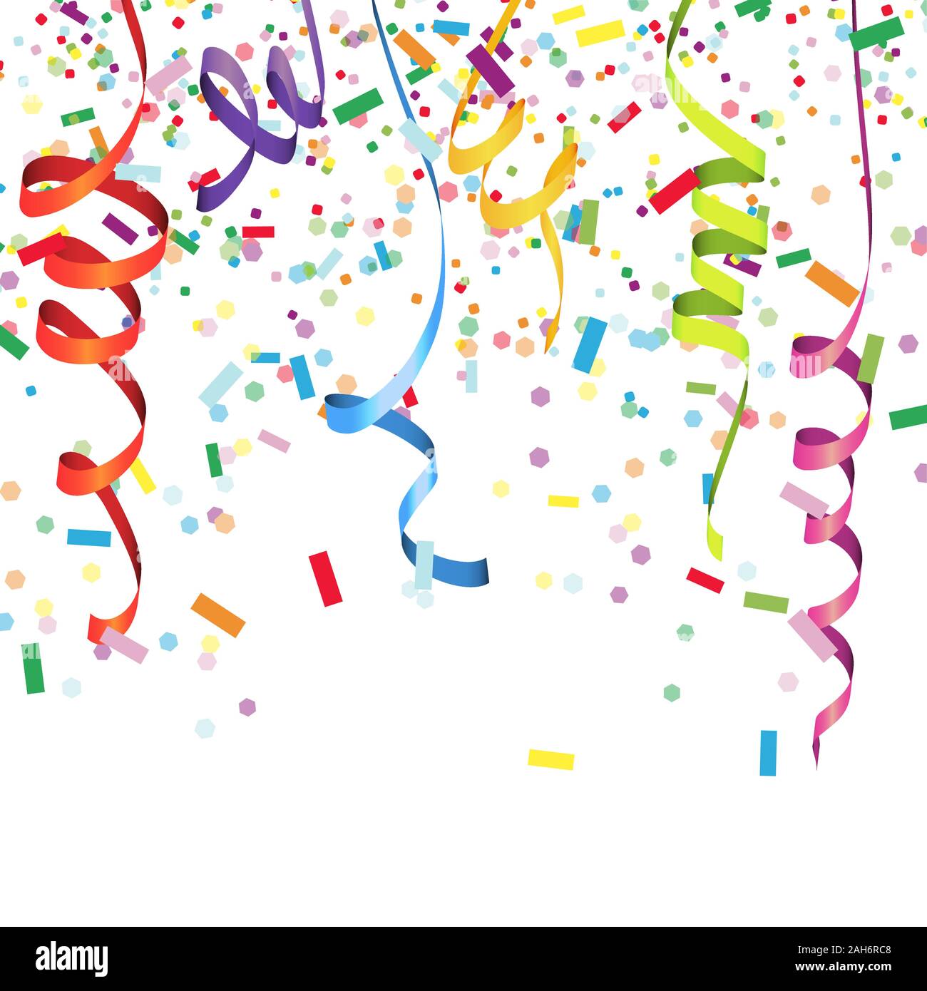 Ilustración vectorial de confeti multicolores y serpentinas de carnaval o  fiesta sobre fondo blanco Imagen Vector de stock - Alamy