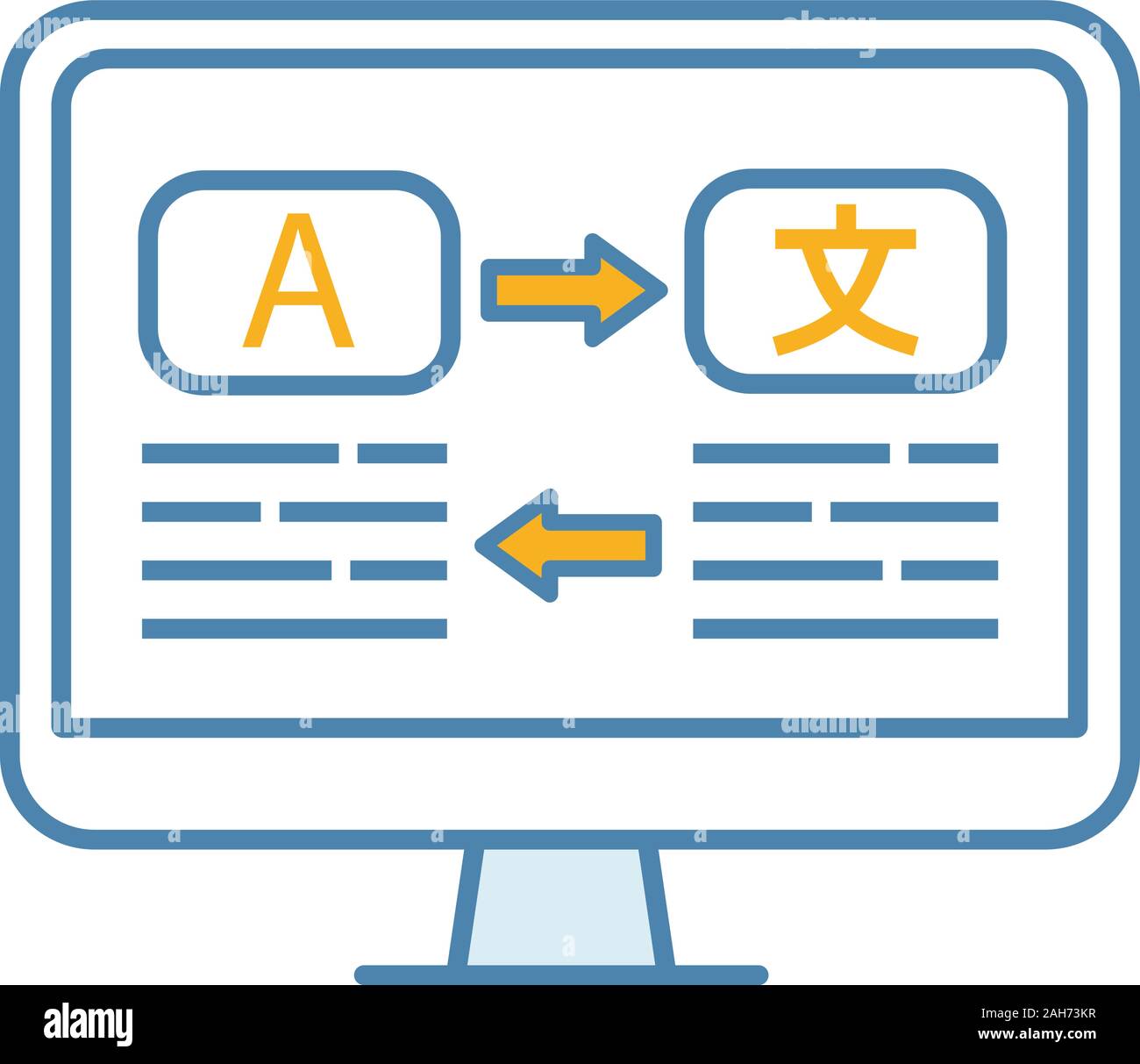 El Icono Color De Traduccion De Idiomas Traductor Online Revision Ortografica Pantalla De Ordenador Con El Texto A Traducir La Aplicacion Ilustracion Vectorial Aislado Imagen Vector De Stock Alamy