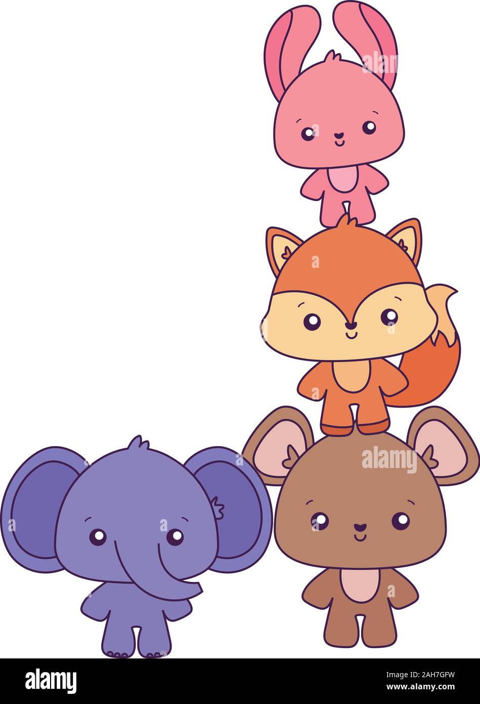 Animales Dibujos Animados Diseno Kawaii Expresion Lindo Y