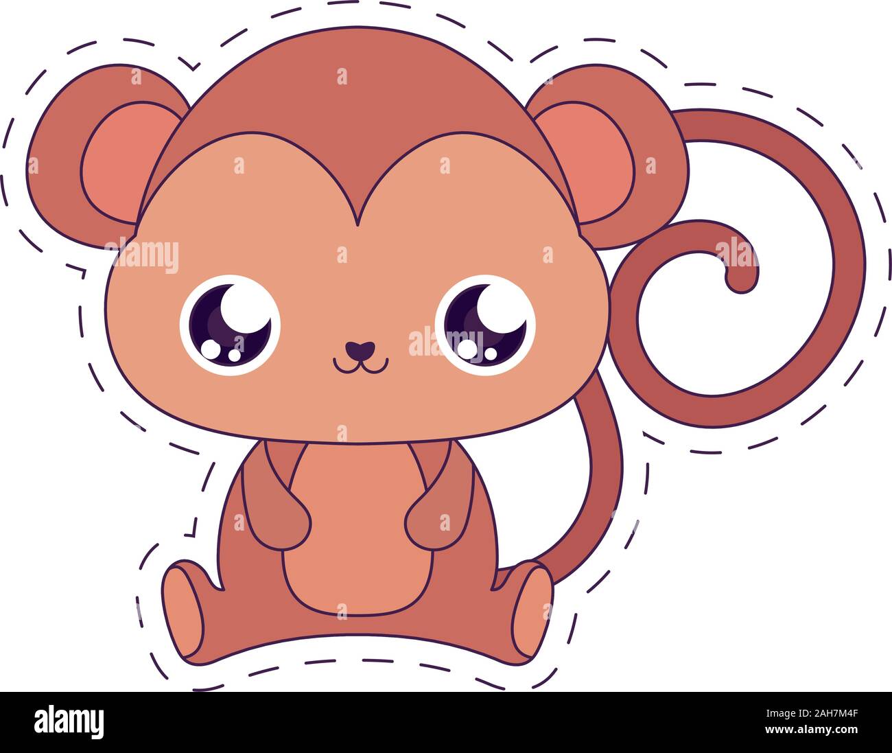 Diseño de dibujos animados mono, Kawaii expresión carácter lindo y  divertido tema de emoticonos ilustración vectorial Imagen Vector de stock -  Alamy