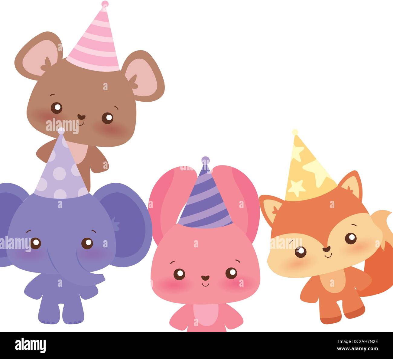 Animales dibujos animados diseño, tarjeta de cumpleaños feliz celebración  decoración fiesta sorpresa anniversay e invitación tema ilustración  vectorial Imagen Vector de stock - Alamy