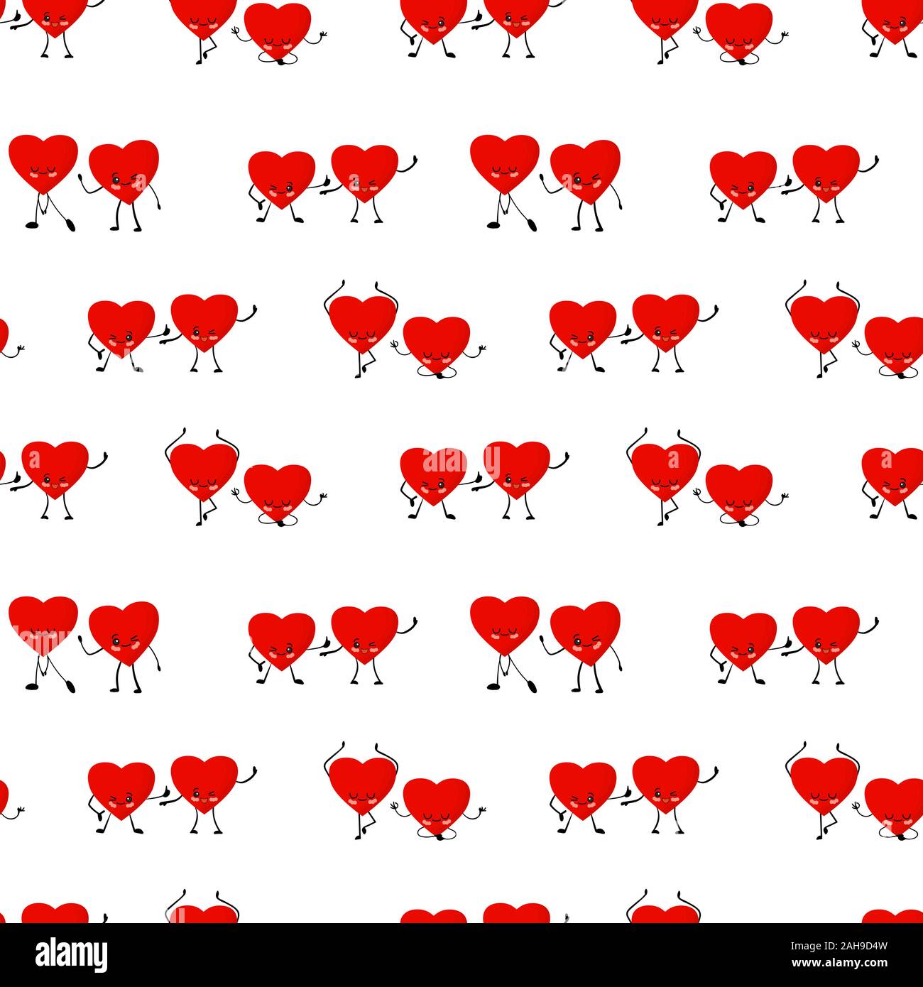 Patrón del Día de San Valentín. Corazones rojos sobre fondo blanco  ilustración vectorial. Corazón lindo personaje. Estilo de dibujos animados. El  amor y la amistad. Y textil Imagen Vector de stock -
