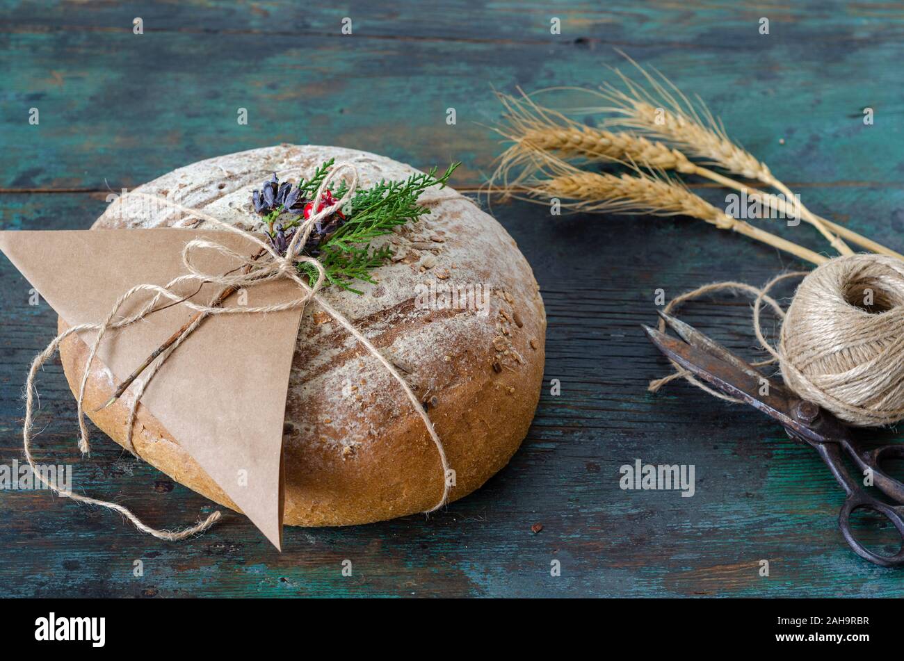 Pan de masa fermentada comida casera idea de receta de fotografía Foto de stock