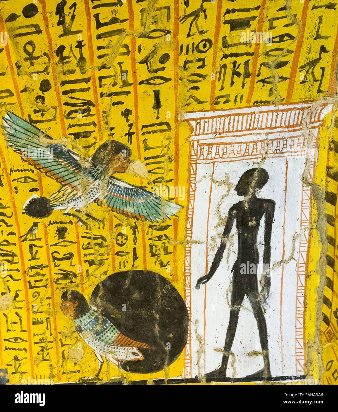 Patrimonio Mundial de la UNESCO, de Tebas en Egipto, Deir el Medineh, tumba de Irynefer, hechizo para abrir la tumba para la sombra y el Ba de los muertos. Foto de stock