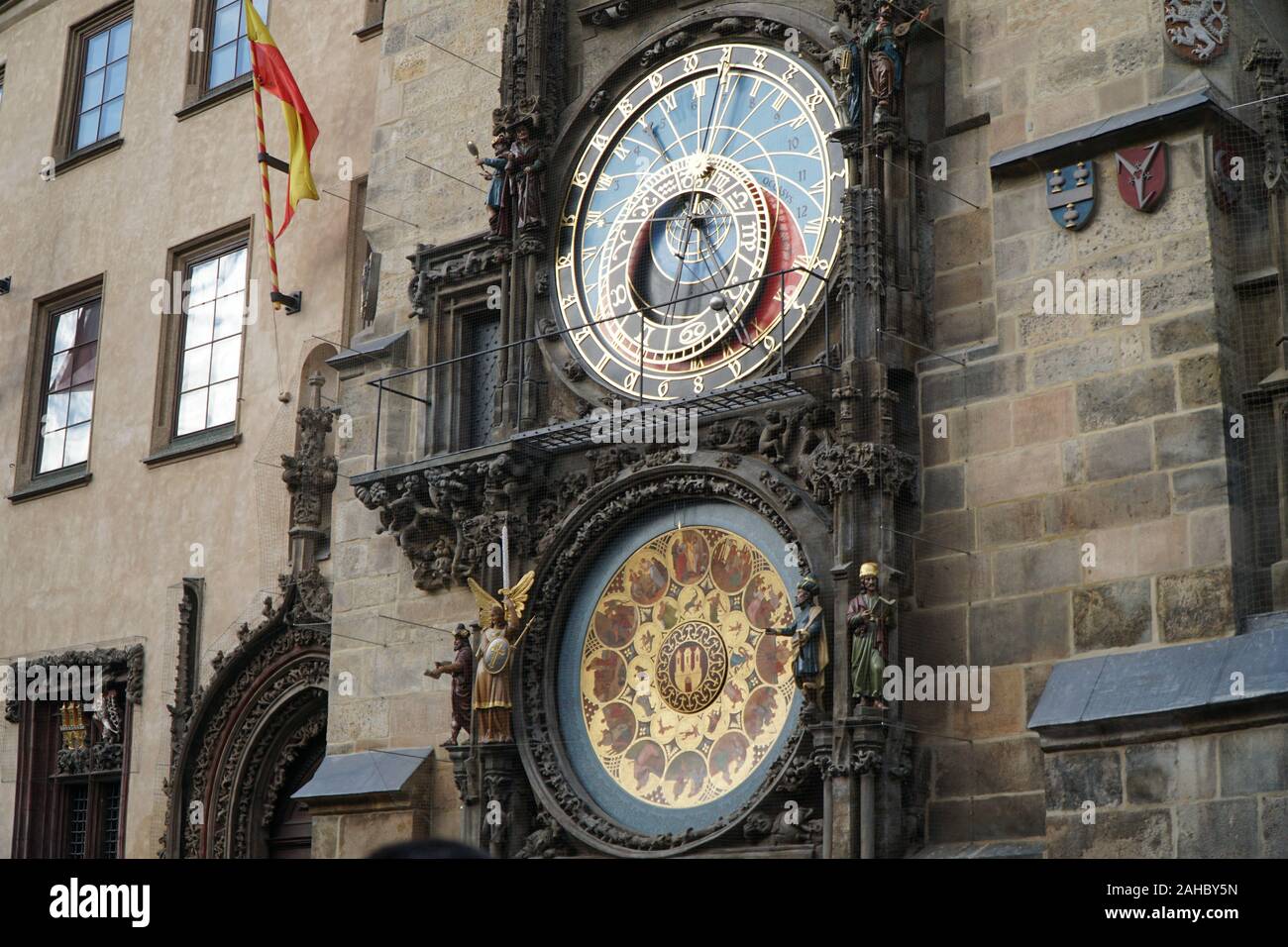 Reloj astronómico de Praga en la Ciudad Vieja Ayuntamiento Foto de stock