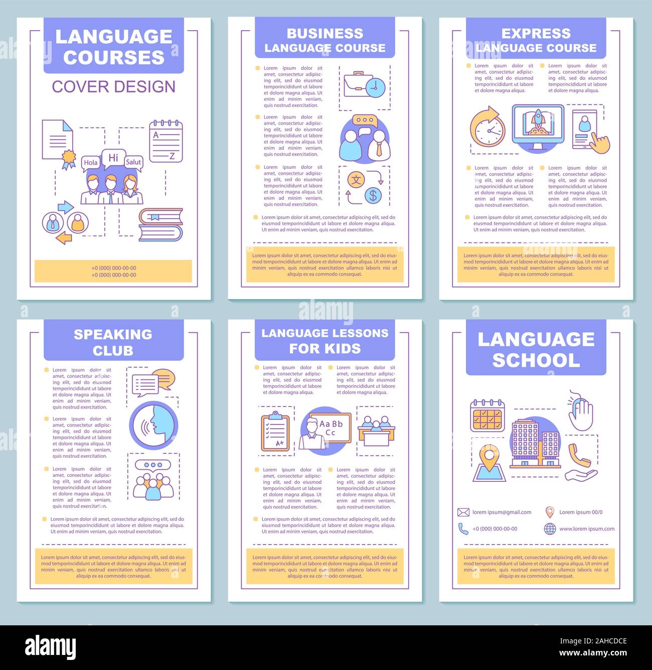 Plantilla de invitación de aprendizaje de idiomas de diseño plano