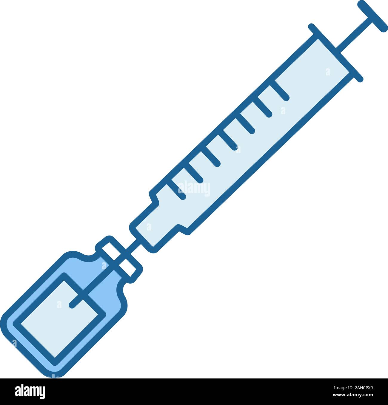 Icono de colores de la vacuna. Jeringa con la medicina vial. El tétanos, la  inmunización, la vacunación con BCG. Los medicamentos, las drogas  inyectables. Ilustración vectorial aislado Imagen Vector de stock -