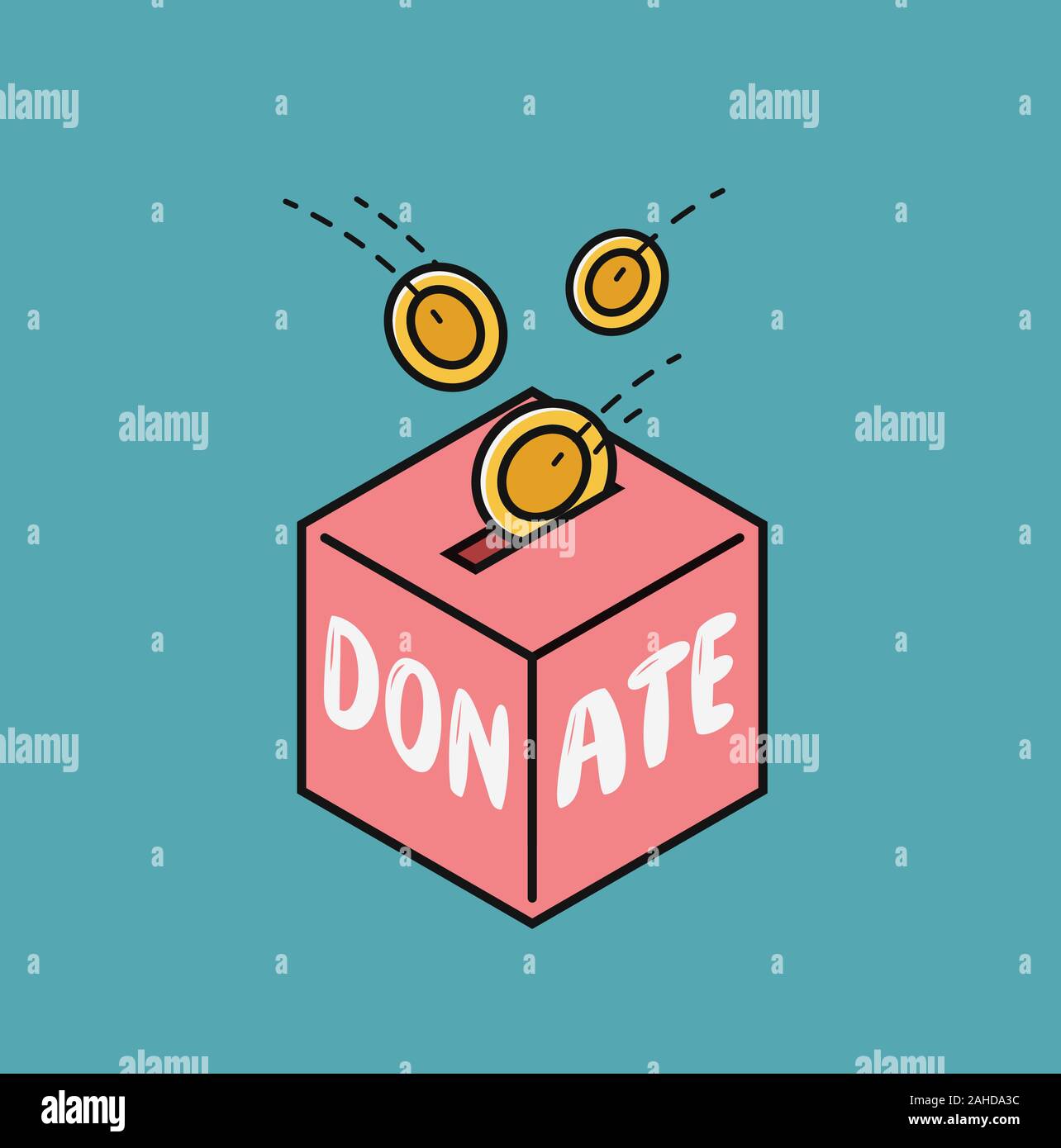 Donar, símbolo de finanzas. Recaudación de fondos en caja de donación vector Ilustración del Vector