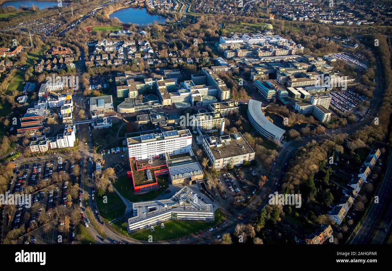Fotografía aérea, de la Universidad Heinrich-Heine de Düsseldorf, Centro de Ciencias de la vida sintética, cromosoma X Representación, Düsseldorf, Renania del Norte, Foto de stock