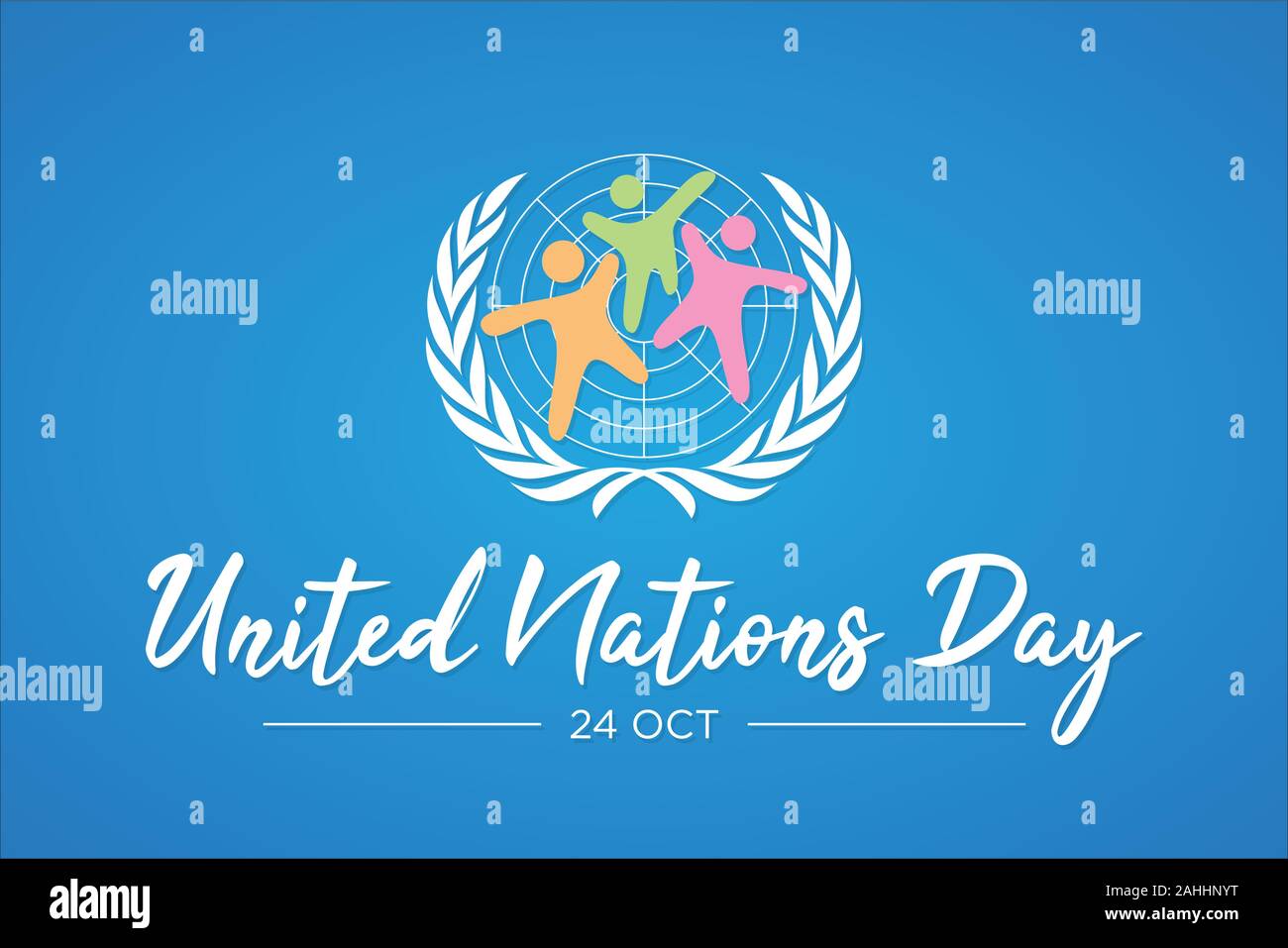 Día de las Naciones Unidas carta vector con personas abstractas. Día de las Naciones Unidas el texto del banner. Ilustración vectorial EPS.8 EPS.10 Ilustración del Vector